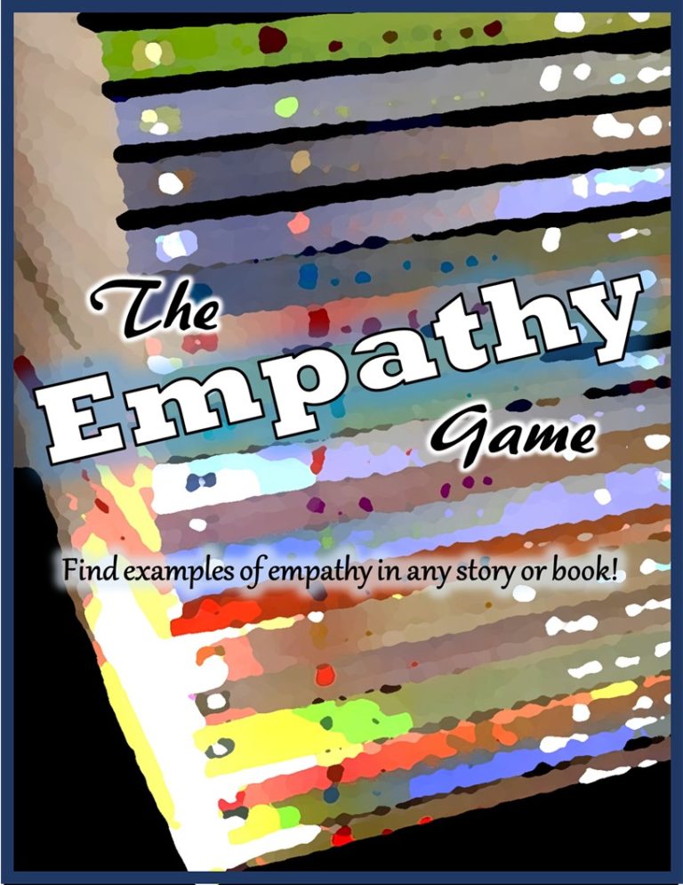 A cover for the empathy game containing a stack of books.