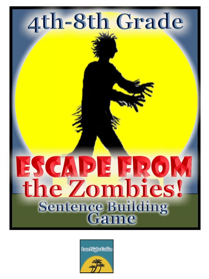 Escape from zombies sentance building game.