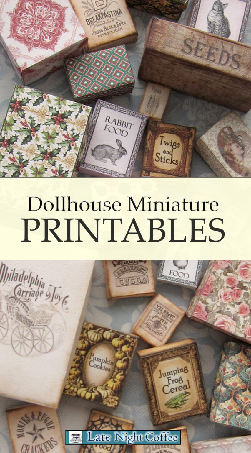 Dollhouse Miniature Printables - Late Night Coffee