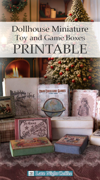 Dollhouse Miniature Toy and Game Boxes Printable - Late Night Coffee